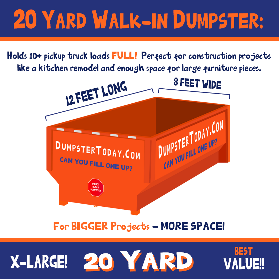 Dumpster Today 20 yard walk in dumpster rental in Louisville